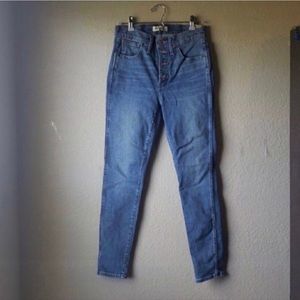 New Jeans Madewell 10 Inch High Rise Skinny Button Fly Medium Blue Wash Size 27